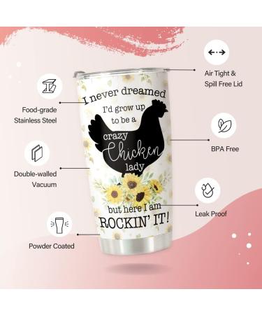 HOMISBES Crazy Chicken Lady Stainless Steel Tumbler - 20oz Chicken Sunflower Cup for Women - Perfect Gift for Chicken Owners and Lovers - Buy Online on GoSupps.com