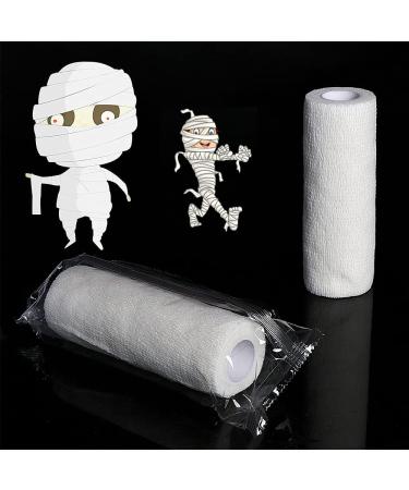 Halloween Mummy Bandage Wrap Self Adhesive White Stretch Gauze Bandage Roll for Party Cosplay Costume Wrap Zombie Bandage Photography Props 1 Rolls