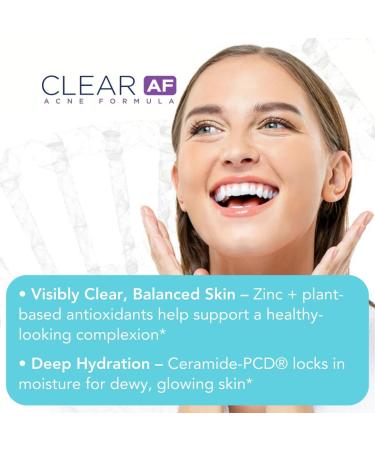 Clear AF Clear Skin Supplement | Skin Barrier Hydration & Clear Complexion Support with Vegan Ceramides Zinc Vitamin D3 B6 Riboflavin & Thiamine | Vegan Capsules | 30-Day Supply - Buy Online on GoSupps.com