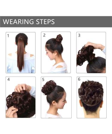 Golden & Bleach Blond Updo Ponytail Hair Extension | Messy Bun Scrunchie Curly Wavy Hairpiece for Women - 35g - Buy Online on GoSupps.com
