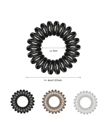 Vegcoo 18-Piece Three-Colored Spiral Hair Tie Set | Anti-Split Telephone Cable Hair Bands for Women & Girls - Durable & Stylish Hair Accessories - Buy Online on GoSupps.com