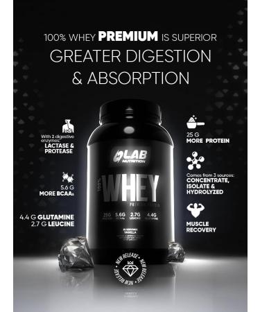 LAB NUTRITION Premium 100% Whey Protein Powder Build muscl Gluten Free 25 g Protein Delicious Chocolate Flavor 2Lbs - 25 Servings. - Buy Online on GoSupps.com