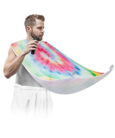 Beard Bib Apron Beard Bib Hair Catcher for Men Shaving and Trimming Non-Stick Waterproof Beard Cape Grooming Cloth Tie Dye