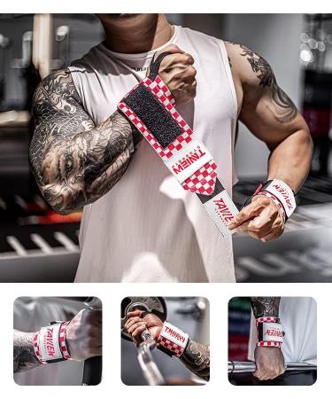 TAVIEW Wrist Wraps - Heavy Duty Thumb Loop for Weightlifting, Powerlifting & Cross Training - 18 Red & White - Men and Women's Gym Workout Accessories - Buy Online on GoSupps.com