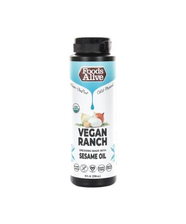 Foods Alive Vegan Ranch Dressing - Organic, Gluten Free, Sugar Free, Keto | Made with Artisan Cold Pressed Sesame Oil | Top any Keto Food or Salad Mix with this Super Healthy Dressing | 8oz Vegan Ranch 8 Fl Oz (Pack of 1)