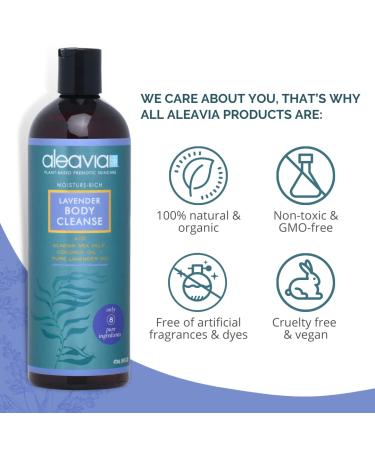 Organic Lavender Body Wash with Pure Essential Oils - Aleavia Nourishing Prebiotic Cleanser - 16 Oz - Buy Online on GoSupps.com
