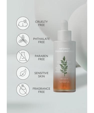 Buy MISSHA Artemisia Calming Ampoule 1.69 Fl oz - Soothing Face Serum for Sensitive Skin | Korean Skincare with Double-Fermented Mugwort Extract - Buy Online on GoSupps.com