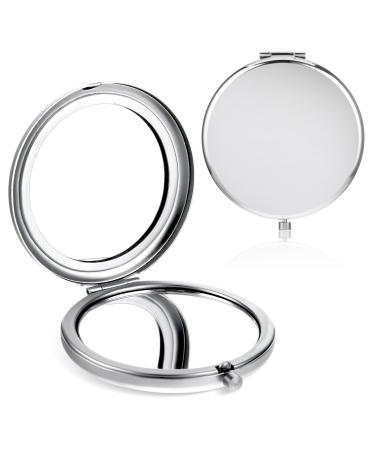 YUXIANLB Compact Mirror for Purse Folded Double-Sided 2X Magnifying Travel Compact Mirrors Portable Small Travel Makeup Mirror for Purse Pocket and Bag Gift for Women Mom (Round Silver) - Buy Online on GoSupps.com