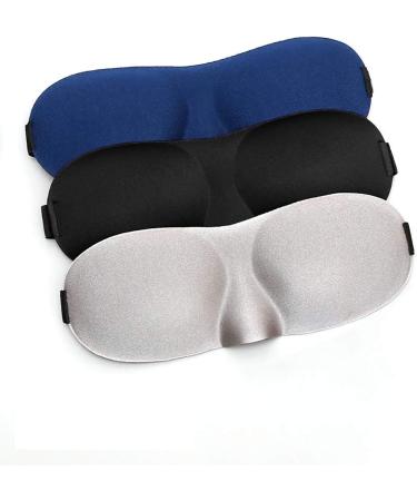 Artshu 3-Piece Set 3D Blackout Eye Mask with Free Earplugs - Travel Blindfold for Sleep and Relaxation - Black, Gray, Blue - Buy Online on GoSupps.com