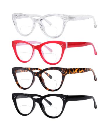 Eyekepper 4-packing Oversize Cat-eye Bifocal Reading Glasses Women Clear Lens +2.50 4pcs Clear Lens-mix 2.5 Diopters