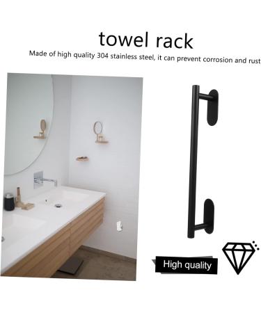 jojofuny Black Washcloths Single Bar Hand Rail for Coat Mounted Kitchen Bathroom Bath Rack Towel Racks Stainless Required Black 40X7cm - Buy Online on GoSupps.com