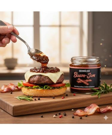 Odenw lder Lebensmittel Bacon Jam sweet elegant sandwich filling for grill fans ideal for burgers and BBQ made in Germany 200 g - Buy Online on GoSupps.com