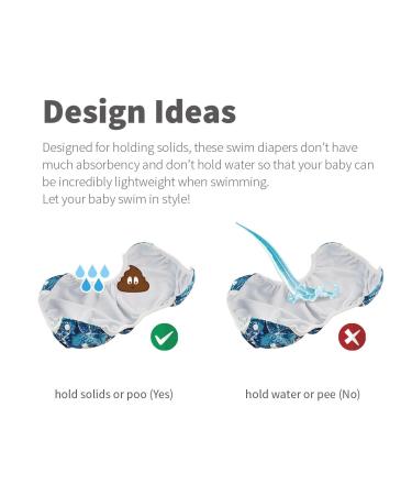 ALVABABY Swim Diapers 2pcs Reusable Adjustable Baby Shower Gifts SW18-21 01marine Animal - Pack of 2 | Baby & Toddler Snap One Size for Boys - Buy Online on GoSupps.com