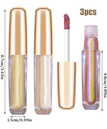 Liquid Glitter Eyeshadow 3PCS Waterproof Metallic Multichrome Eyeshadow Highly Pigment Holographic Eyeshadow Long Lasting Chrome Eyeshadow Type 1 Liquid Glitter Eyeshadow - Buy Online on GoSupps.com