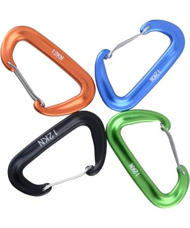 Azarxis 12kN Aluminum Carabiner Clips - Heavy Duty Lightweight D-Ring Caribeaners for Outdoor Activities - Orange (4 Pack) - Buy Online on GoSupps.com
