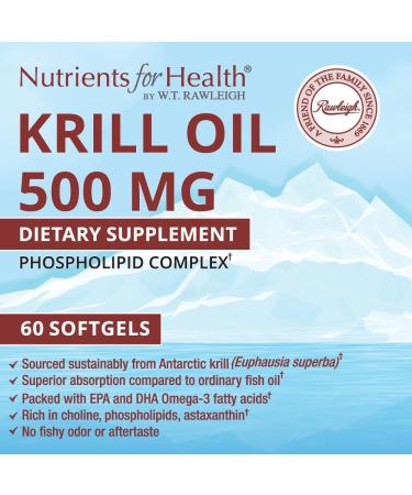 Rawleigh Premium Red Krill Oil: 60 Non-GMO Softgels 1000mg of Euphasia Superba Oil a Day Rich in Choline Phospholipids Astaxanthin EPA & DHA Omega-3 Fatty acids for Heart Joints Brain Health - Buy Online on GoSupps.com
