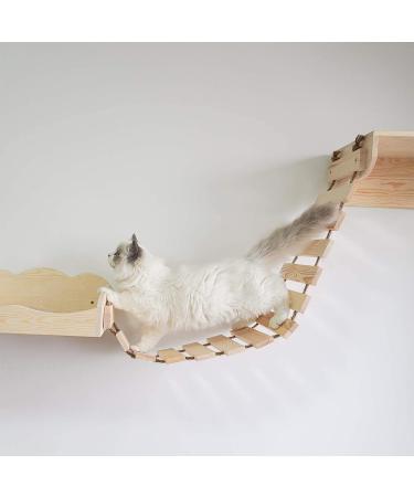 Yiotl Wall-Mounted Cat Shelf Set - Modern Solid Wood Furniture with Hammock, Climbing Bridge, and Cat Mat - Buy Online on GoSupps.com