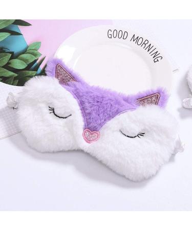 2 Pack Cute Animal Sleep Mask for Girls - Fox & Alpaca Cartoon Design - Soft Plush Blindfold Eye Cover for Women, Perfect for Travel, Nap, and Night Sleeping - Buy Online on GoSupps.com
