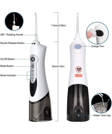 GeRRiT Cordless Water Flosser - Portable Dental Oral Irrigator with 3 Modes 4 Jet Tips IPX7 Waterproof | USB Rechargeable - Perfect for Home Travel Braces Care - Buy Online on GoSupps.com