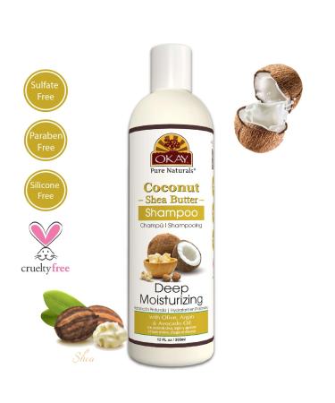 OKAY Coconut & Shea Butter Shampoo - Sulfate Silicone & Paraben Free for All Hair Types - 12oz Made in USA - Buy Online on GoSupps.com