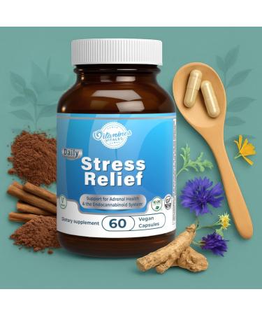 Vitamines Vitales Stress Relief 60 Vegan Capsules | Natural Stress Support with Ashwagandha B Vitamins & Magnesium - Buy Online on GoSupps.com