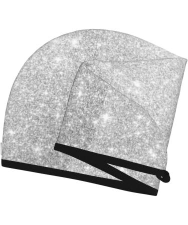 Hair Towel Wrap - Quick Drying Button Turban | Silver Glitter Hair Drying Towel for Effortless Style - Buy Online on GoSupps.com