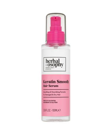 Keratin Smooth Hair Serum Smoothing & Nourishing Formula for Damaged & Dry Hair Salon-Quality Haircare with Natural Healthy Ingredients. Vegan. Sulfate & Paraben Free. 3.38oz