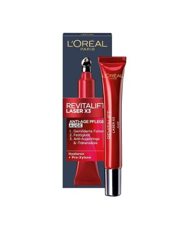 L'Or al Paris Hyaluron Serum & Revitalift Laser X3 Eye Care - Anti-Aging Hyaluronic Acid Reduces Wrinkles 30ml + 15ml - Buy Online on GoSupps.com