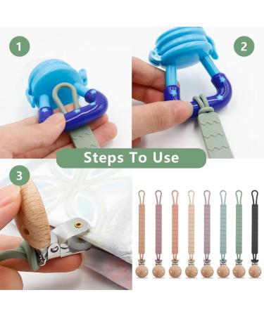 Silquet Silicone Pacifier Chain 2-Pack | Soft Durable Clips for Boys & Girls | Apricot & Camera Designs - Buy Online on GoSupps.com