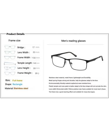 Amcedar 5-Pack Reading Glasses Men Metal Frame Rectangle Style Stainless Steel Material Spring Hinges Includes Computer Readers +2.50 +2.50 Magnification (Pack of 5) 5 Pairs Mix - Buy Online on GoSupps.com