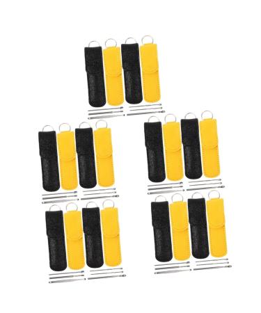 Healeved 20 Sets Ear Cleaning Tool Ear Cleaners Stainless Steel Set Stainless Steel Cleaner Ear Cleaner LED Light Earwax Picker Earwax Cleaner Tool Ear Wax Cleaner Tool Set Ears Cleaner Black Yellowx5pcs 10x3x1cmx5pcs