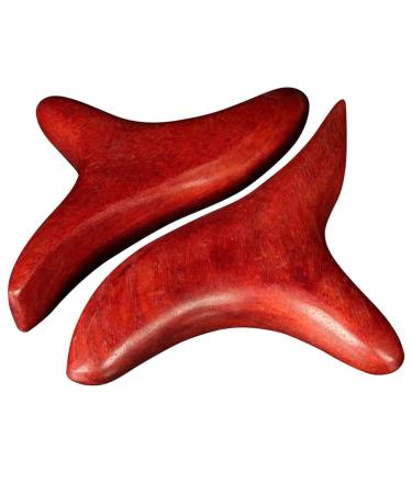 2 pieces wood massage stick wood gua Sha tool thai massage tools facial massage tool for hand head foot face body massage (dark red)