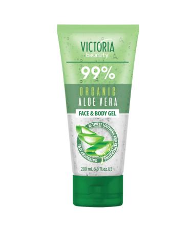 Victoria Beauty 99% Organic Aloe Vera Gel-Moisturiser for Face and Body with Healing Soothing Rehydrating 200ml