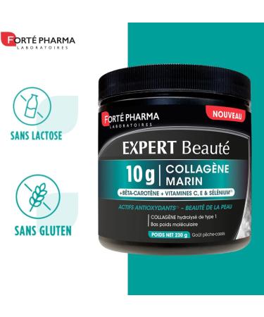 Fort Pharma - Expert Beaut Collag ne Marin 10g - Beaut de la Peau & Antioxydant - Peptides de collag ne marin type 1 - Vitamines C E S l nium B ta-carot ne - Lot de 2-1 cuill./jour 40 jours - Buy Online on GoSupps.com