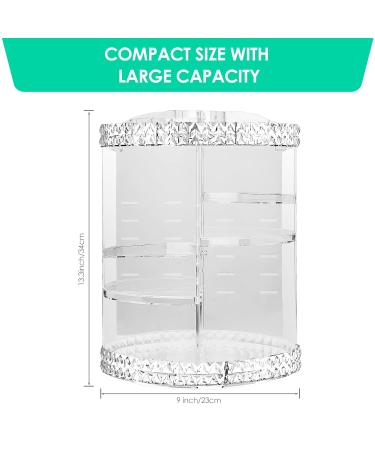 360 Rotating Makeup Organizer | Adjustable Cosmetic Storage with Large Capacity | Clear Acrylic Display Case for Brushes & Lipsticks - Buy Online on GoSupps.com
