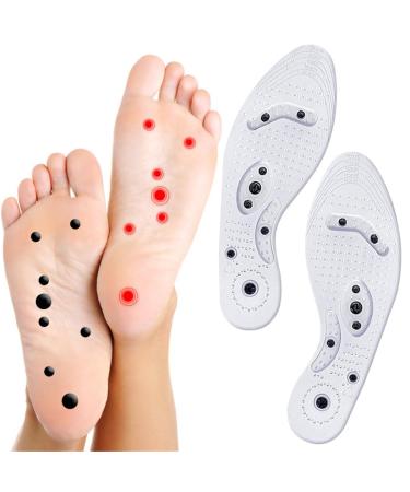 Magnetic Acupressure Insoles 1 Pair Thin Soles with Magnetic Pressure Points Cuttable Foot Massage Inserts Foot Therapy Reflexology Pain Relief Shoe Insoles for Men & Women (L)