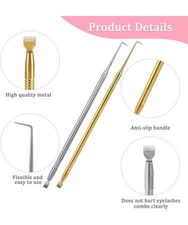Lash Lift Tool Kit - 2 Pieces Stainless Steel Professional Supplies for Lash Lift and Tint - Metal Rods with Separator Comb - Gold & Silver - Buy Online on GoSupps.com