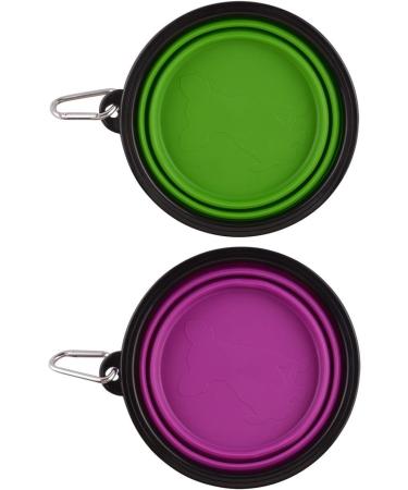 MOACC 2-Piece Foldable Silicone Dog Bowl - Travel Bowl for Dogs & Cats - Safe Water & Feed Bowl with Mountain Staligs Buckle (1000ml Purple & Green) - Buy Online on GoSupps.com