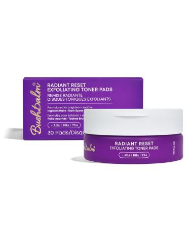 Bushbalm Exfoliating Ingrown Hair Pads - Enhanced with BHA & AHA for Underarm + Bikini Area - Daily Use to Soothe Ingrown Hairs & Razor Bumps - TXA for Dark Spots - Radiant Reset 30 Large Pads