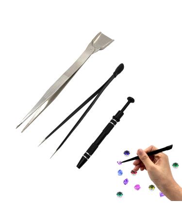 LIANCHEN 3 Pieces Stainless Steel Tweezers Kit Tweezers Tip Jewellery Pick Up Tool Multifunctional Tweezers Jewellery Pick Up Tool for Nail Art Jewellery Making DIY Small Objects