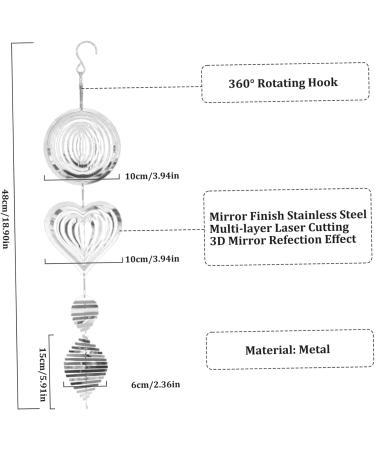Chimes Bird Deterrents for Outside Reflective 3D Metal Hanging Wind Spinners with 360 Rotating Hook Mirror Surface Bird Scare Devices 3 Panel Wind Spinner - Buy Online on GoSupps.com