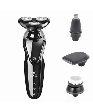 Electric Shaver Hair Clipper Nose Hair Trimmer face Washer 4 in 1-Three Floating Cutter Heads Double Ring Cutter net Avoid Pinching Your Beard Body wash Digital Display Large Capacity Battery