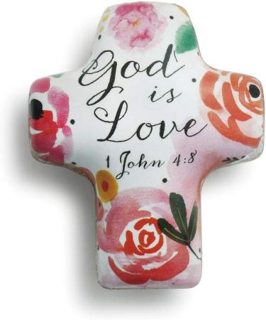 DEMDACO God is Love Scripture Floral Pink Resin Stone Cross Token Figurine - Buy Online on GoSupps.com