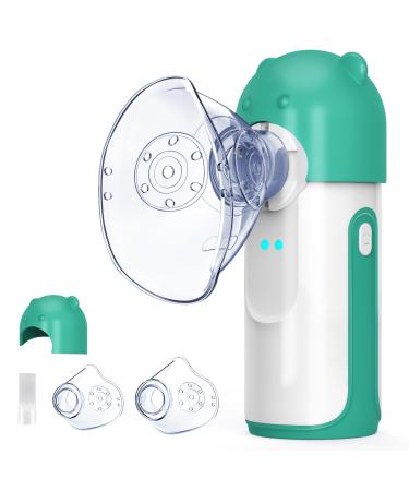 Inhalation device Wholede Versegler Inhalator with hats inhalation device for baby children adults mesh vague with 2 mutual modes portable inhalator with 2 mask and mouthpiece green
