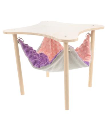 Housoutil Guinea Pig Hammock with Stand Wooden Guinea Pig Hideout Soft Ferret Hammock for Cage with Platform for Guinea Pig Ferret Dwarf Rabbit Chinchilla Hamster