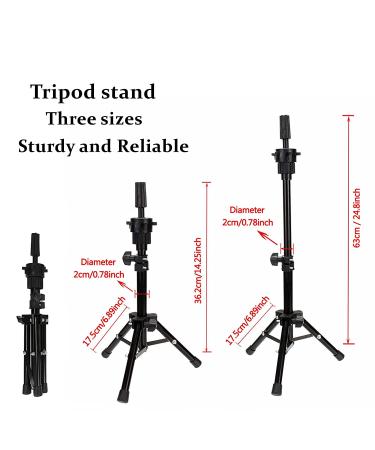 22 Canvas Wig Head Tripod Stand with Mannequin for Wig Making Display - Rosy Red (22 Inch) | Includes Tripod Stand, Wig Caps, T-Pins, and Bristle Brush - Buy Online on GoSupps.com
