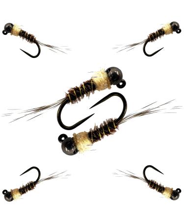 Thor Outdoor Frenchie Fly Fishing Nymph - Eco Pack - Bead Head Euro Jig Fly Set for Trout and Panfish 6 Pc Set - Espresso - Size 14