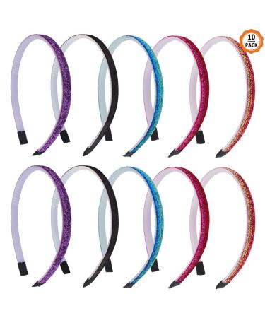 10 pieces hairbands girls glittery hairband for children multi-colored headband plastic DIY hairbands with teeth - Buy Online on GoSupps.com