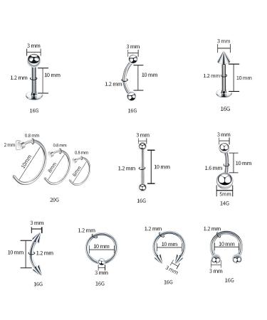 Tustrion 80PCS Stainless Steel Nose Piercing Kit | 12G 14G 16G Needles for Ear, Cartilage, Tragus, Septum, Lip, Eyebrow | Body Piercing Jewelry Set - Buy Online on GoSupps.com