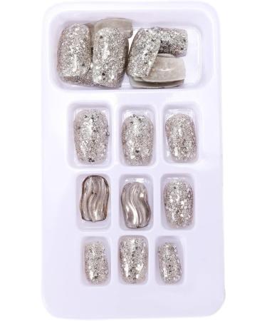 CONFUSE Natural False Nails Artificial Tip Manicure Phototherapy Nails Water Ripple Tablets Silver Gradient Color Nail Patch for Nail Art Salons and Home - Buy Online on GoSupps.com